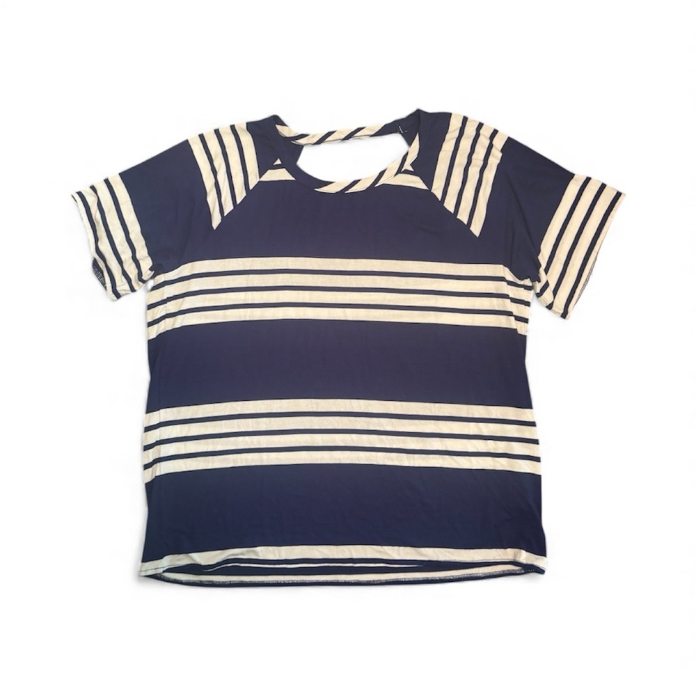Chaser Navy and Cream Striped Tee NWT